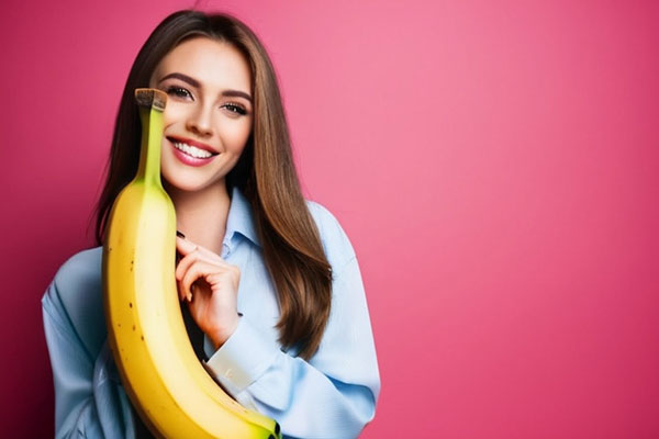 mujer con banana